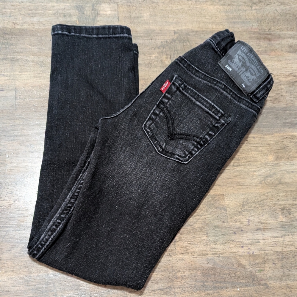 EUC Levi's Black Skinny Jeans Unisex Kids 7 *C11